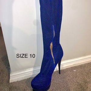 Knee high stretch platform booties heels